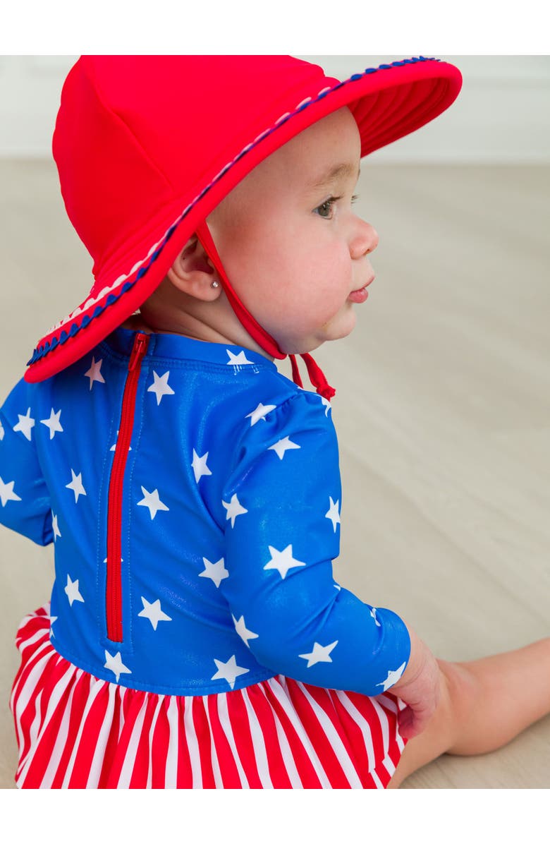 RuffleButts Girls UPF50+ Ric Rac Swim Hat, Alternate, color, 