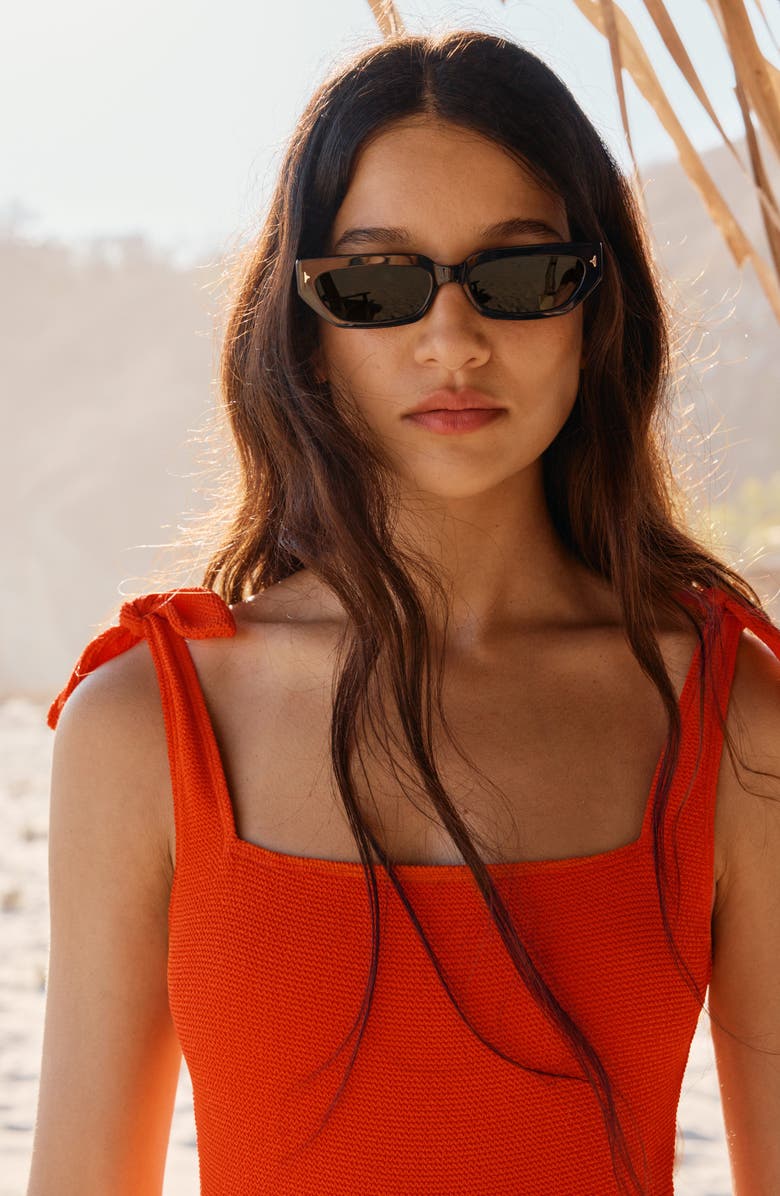 & Other Stories Textured One-Piece Swimsuit, Alternate, color, Orange Bright