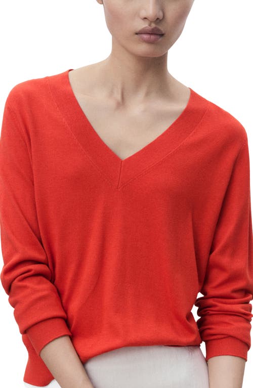 Mango V-neck Sweater In Red