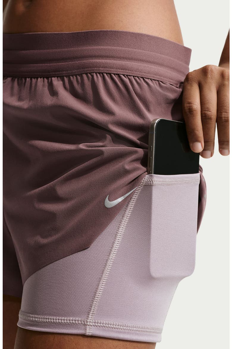 Swift Dri-FIT Mid-Rise 2-in-1 Running Shorts, Alternate, color, TATTOO/ LIGHT VIOLET