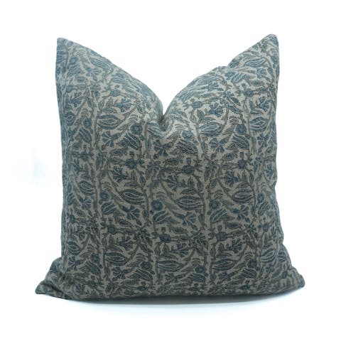 Manjusha Floral Block Printed Thick Linen Cushion Cover