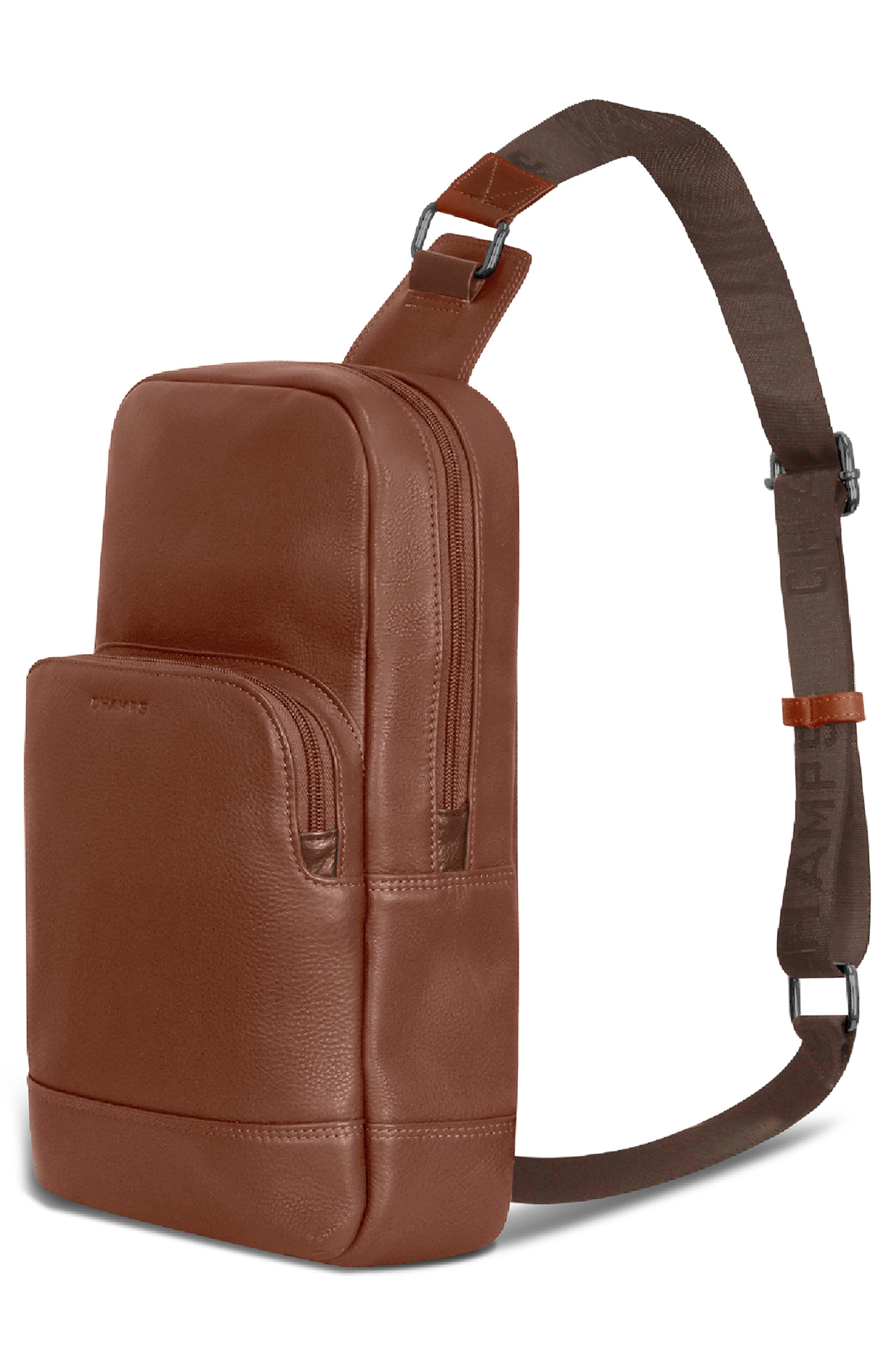 CHAMPS Onyx Leather Sling Bag, Alternate, color, Brown