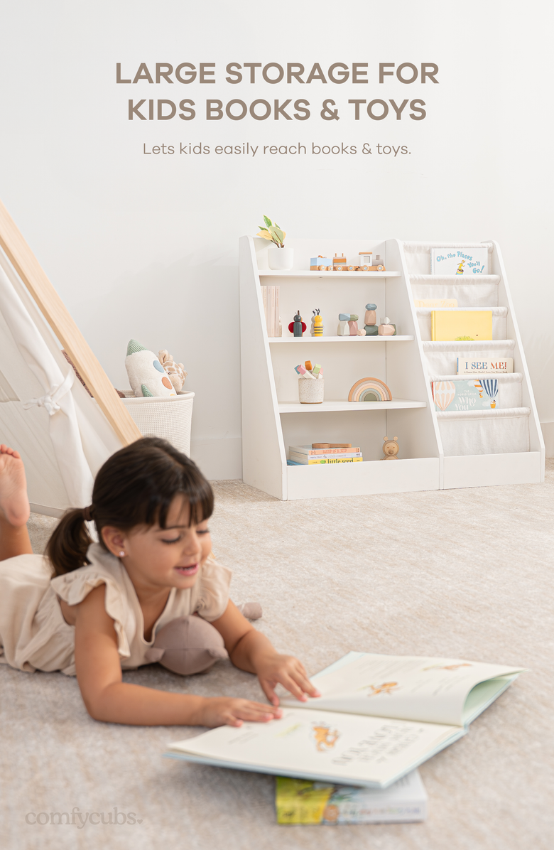 Comfy Cubs Kids Bookshelf, Alternate, color, White