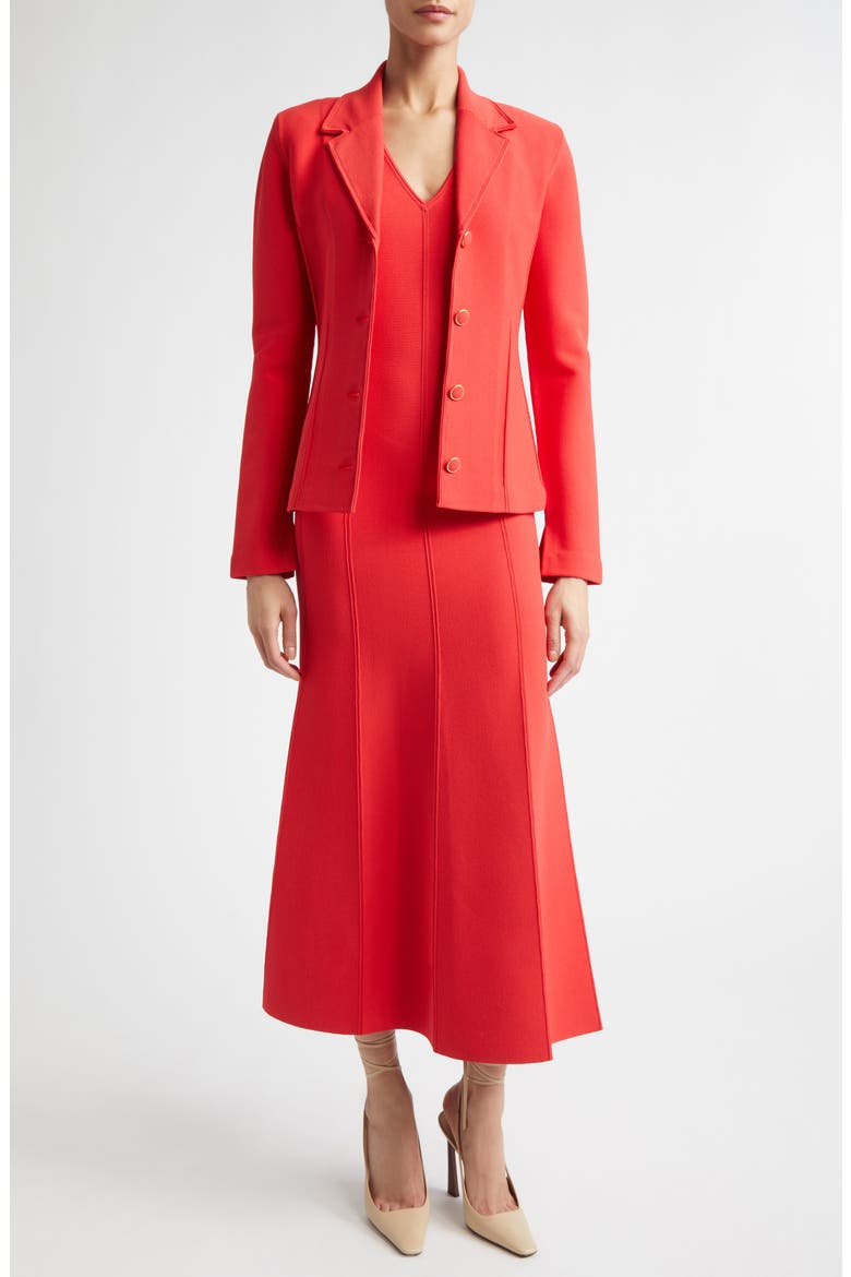 Odette Valley Knit Midi Dress, Alternate, color, BRIGHT DEEP CORAL
