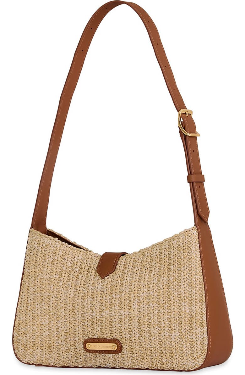 Rebecca Minkoff Small Megan Woven Straw & Leather Shoulder Bag, Alternate, color, Natural/ Caramello