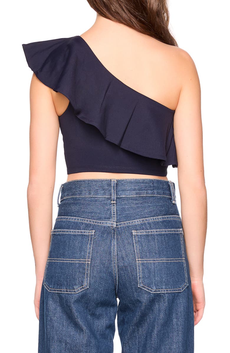 Susana Monaco Flutter One-Shoulder Crop Top, Alternate, color, Midnight