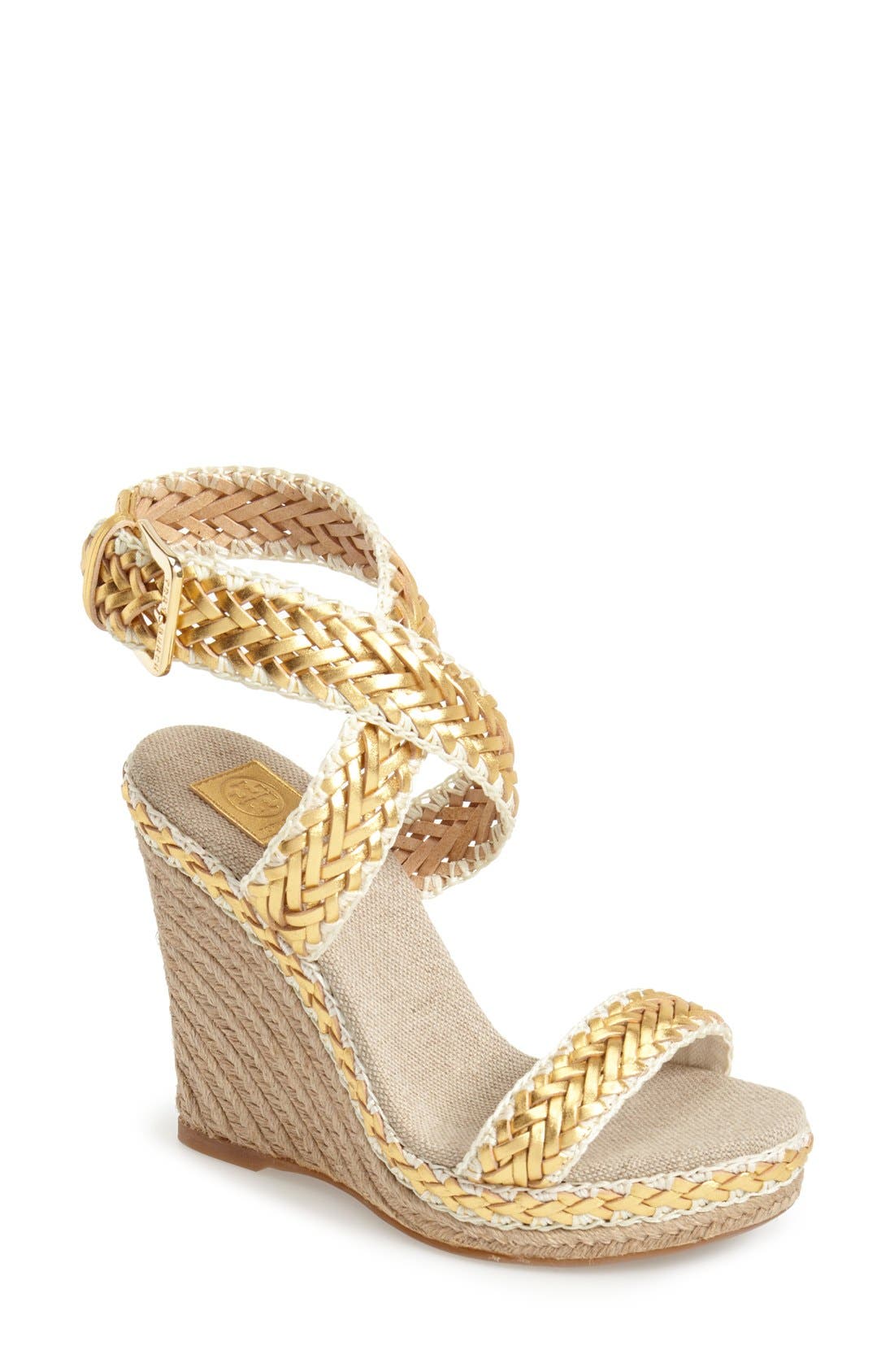 'Lilah' Espadrille Wedge Sandal, Main, color, GOLD/ NATURAL