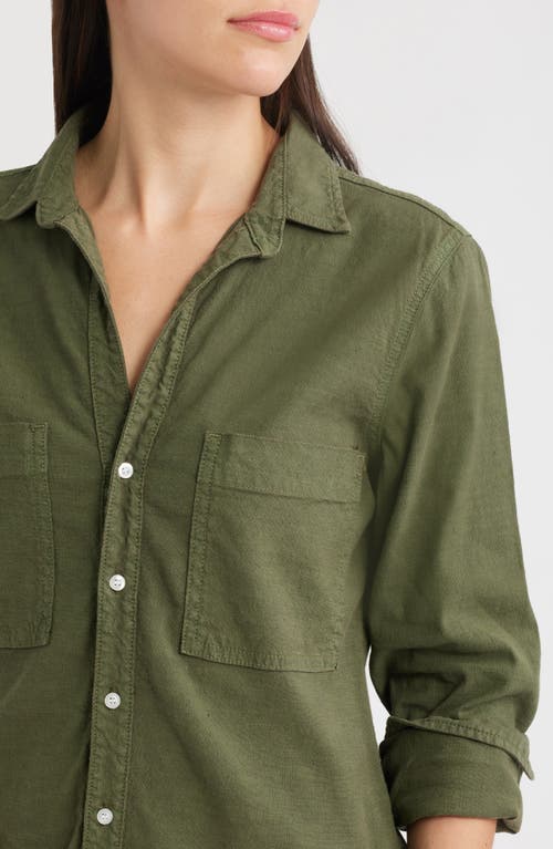 Frank & Eileen Southern Ireland Long Sleeve Cotton & Linen Shirtdress In Green