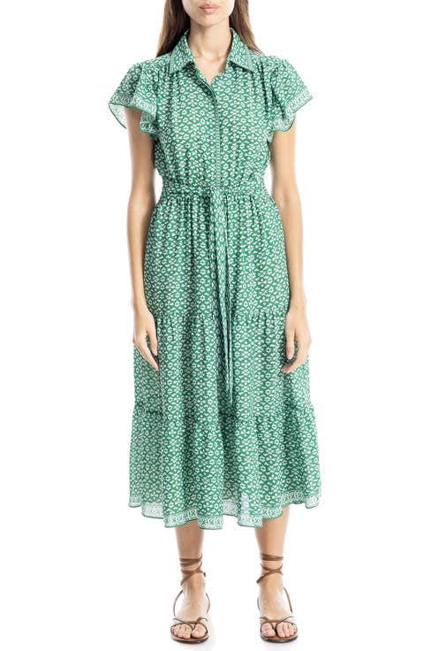 Floral Tie Front Shirtdress