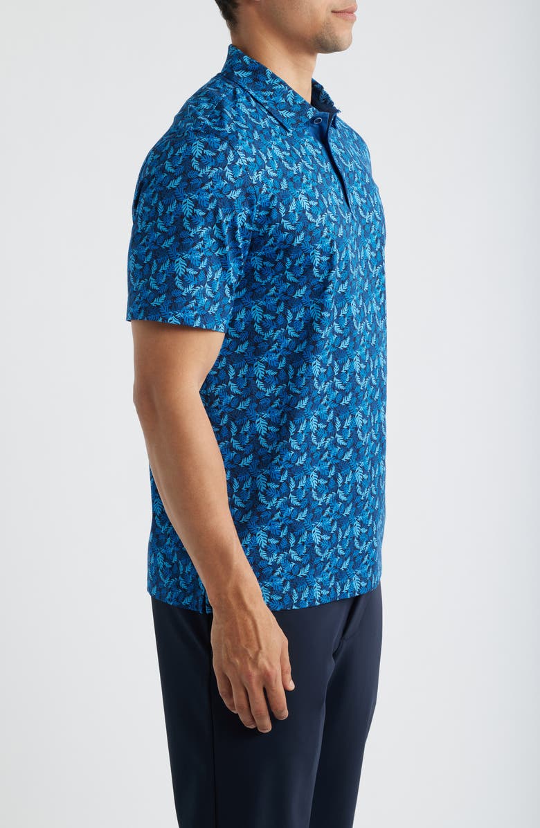 Bugatchi Vincent OoohCotton<sup>®</sup> Leaf Print Polo, Alternate, color, Night Blue
