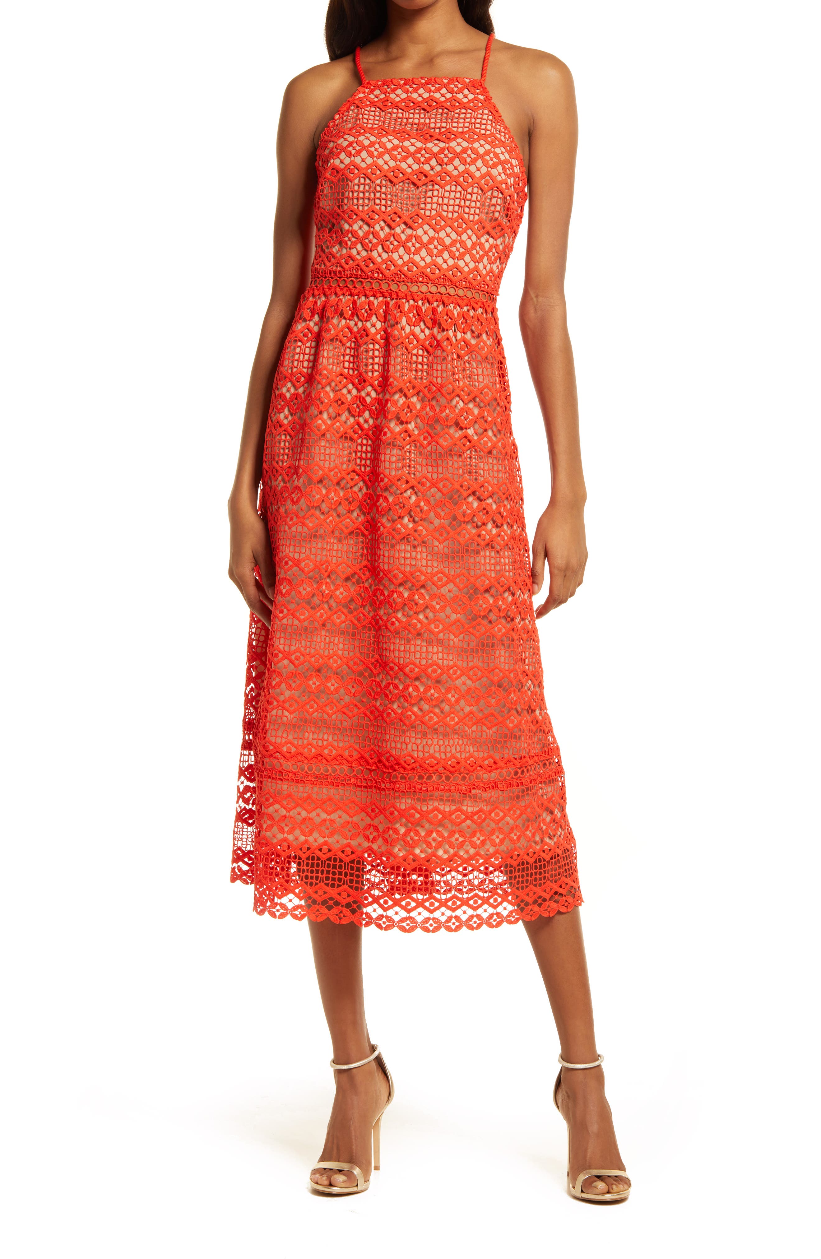 Adelyn Rae Alani Crochet Lace Midi Dress (Women) | Nordstromrack