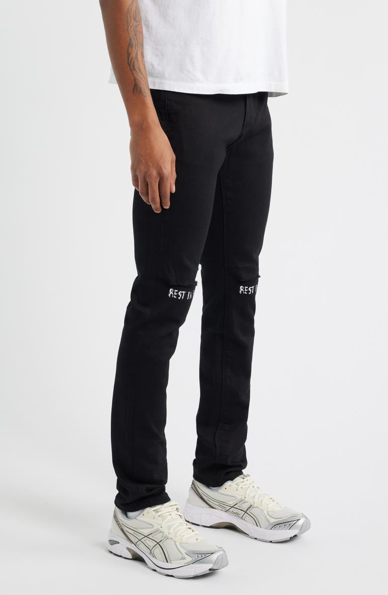 RtA Bryant Ripped Skinny Jeans, Alternate, color, Black Rest In Peace
