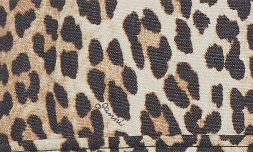 Ganni Long Sleeve Animal Print Jacket With Wide Collar In Almond Milk