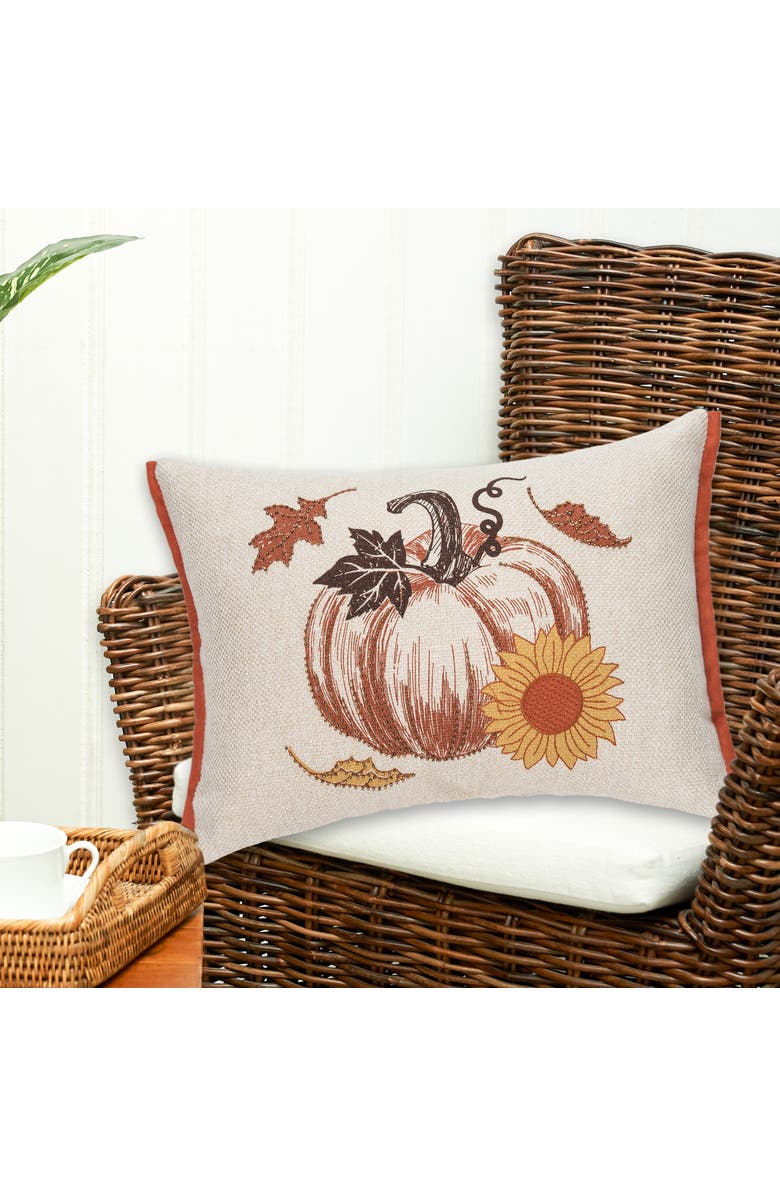 C&F Home Harvest Time Pumpkin w/ Sunflower Mini Accent Pillow 13" x 18", Alternate, color, Brown