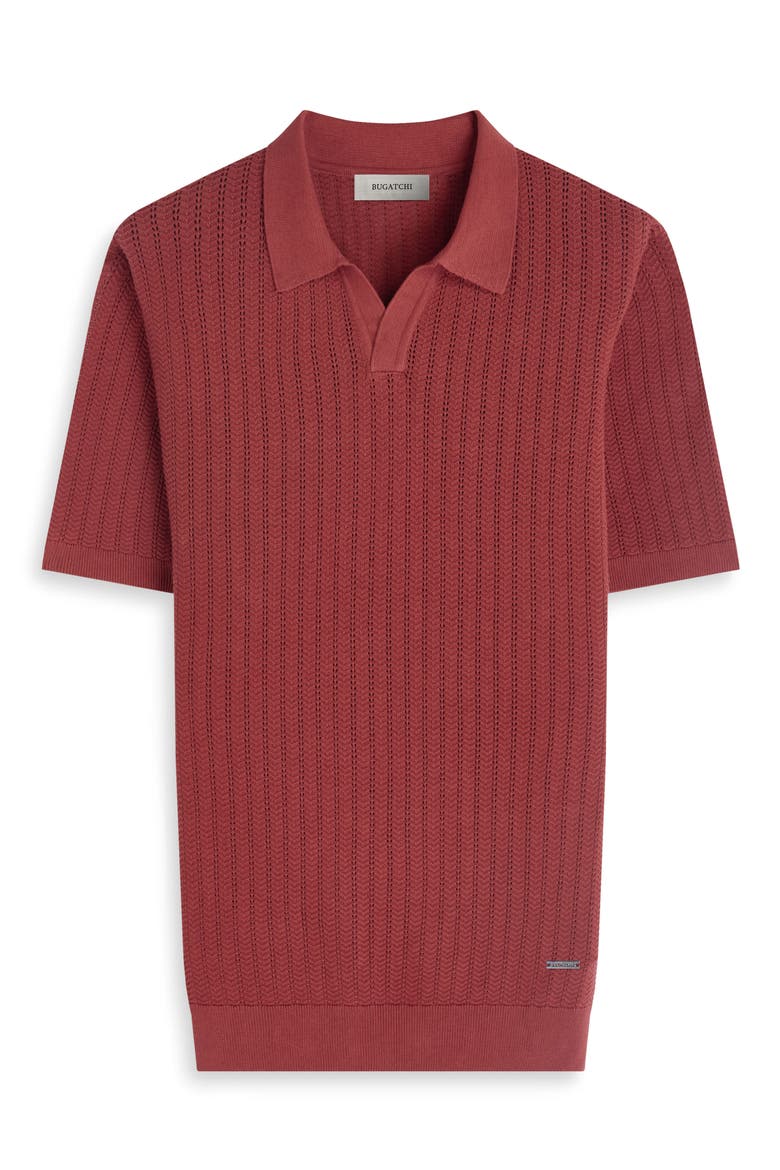 Pointelle Stitch Cotton & Silk Polo Sweater, Alternate, color, RIO RED