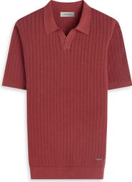 Bugatchi Pointelle Stitch Cotton & Silk Polo Sweater