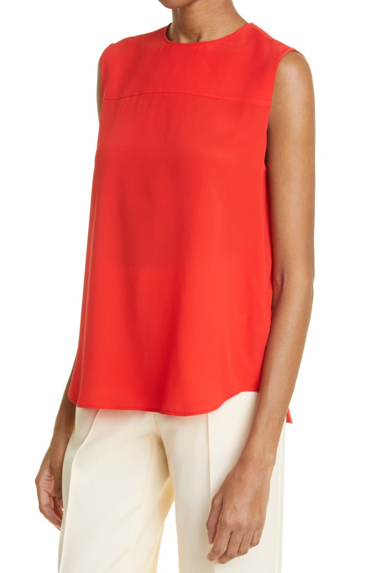 Harriet Sleeveless Silk Blouse, Alternate, color, BRIGHT RED