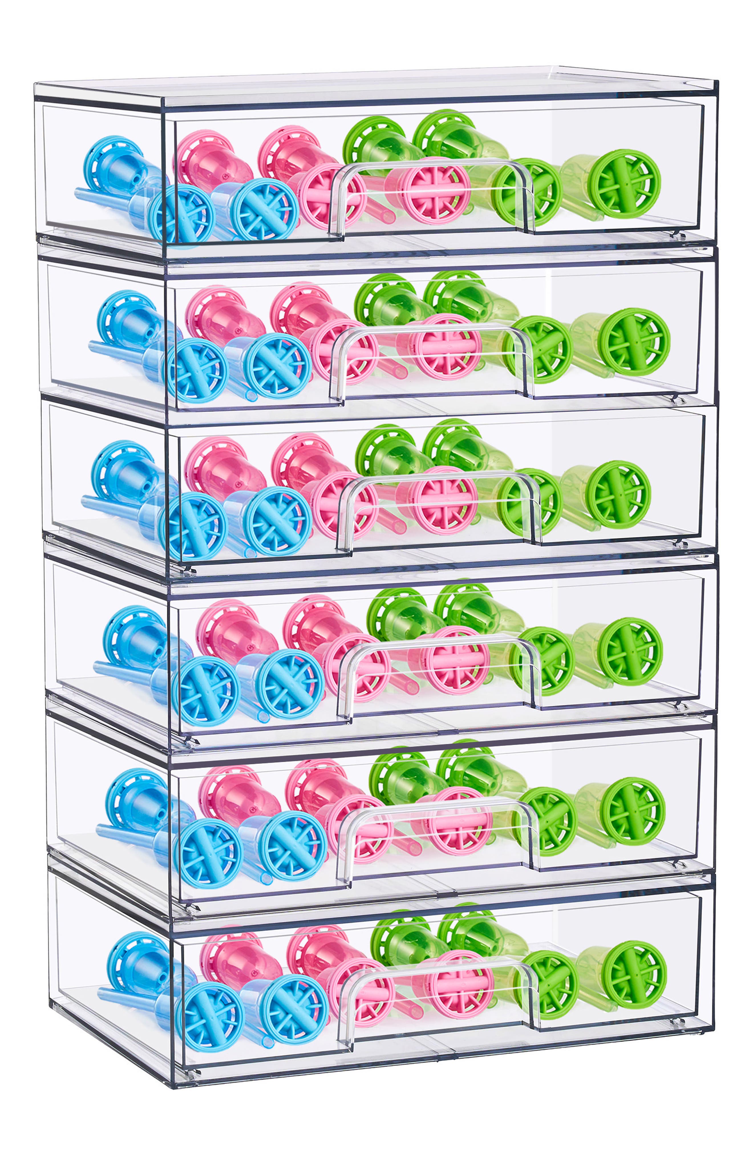 Set of 6 Stackable Clear Wide Storage Drawers