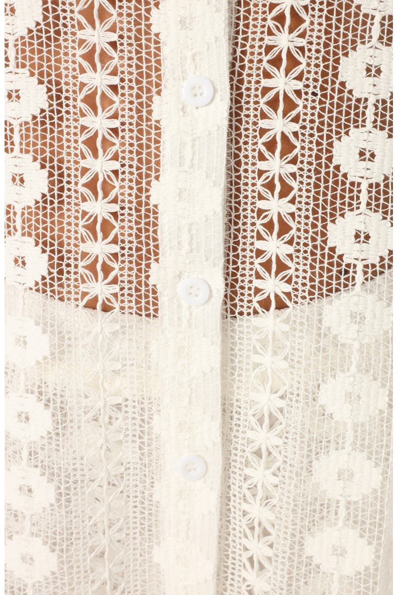 Eden Short Sleeve Cotton Lace Button-Up Shirt, Alternate, color, WHITE