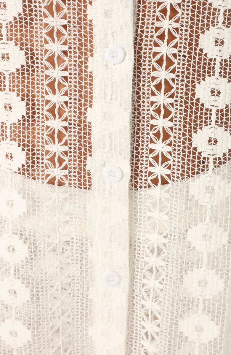 Petal & Pup Eden Short Sleeve Cotton Lace Button-Up Shirt, Alternate, color, 
