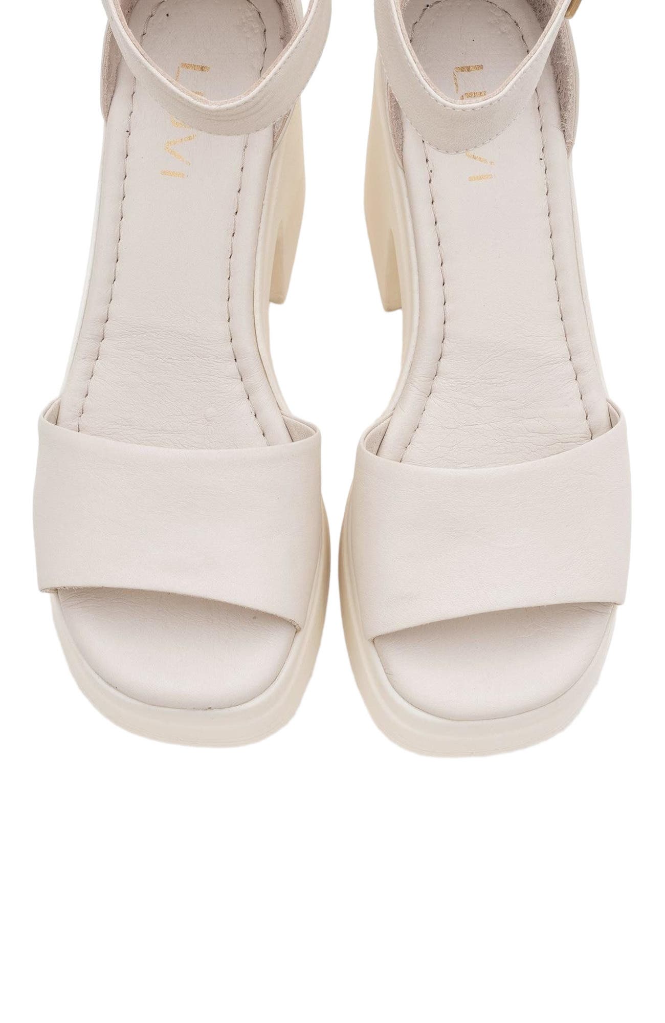 Margot Leather Platform Sandal, Alternate, color, Beige Leather