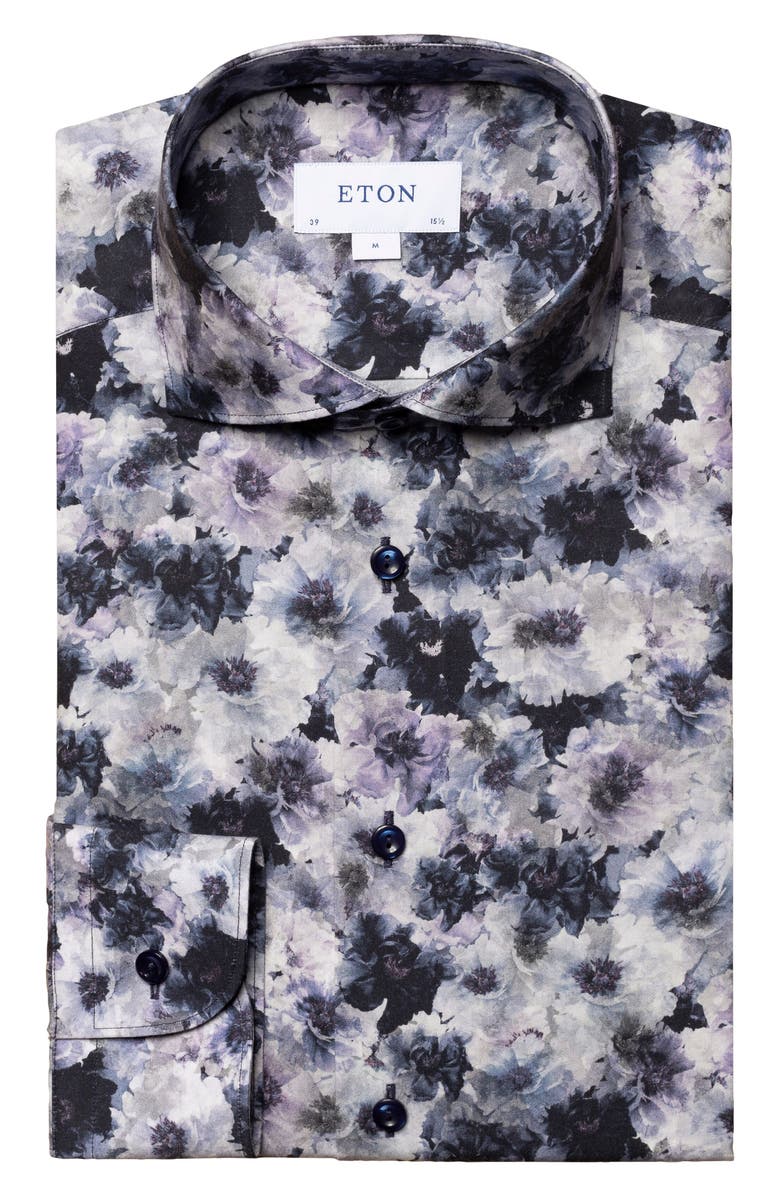 Eton Contemporary Cotton & Lyocell Floral Print Dress Shirt, Alternate, color,