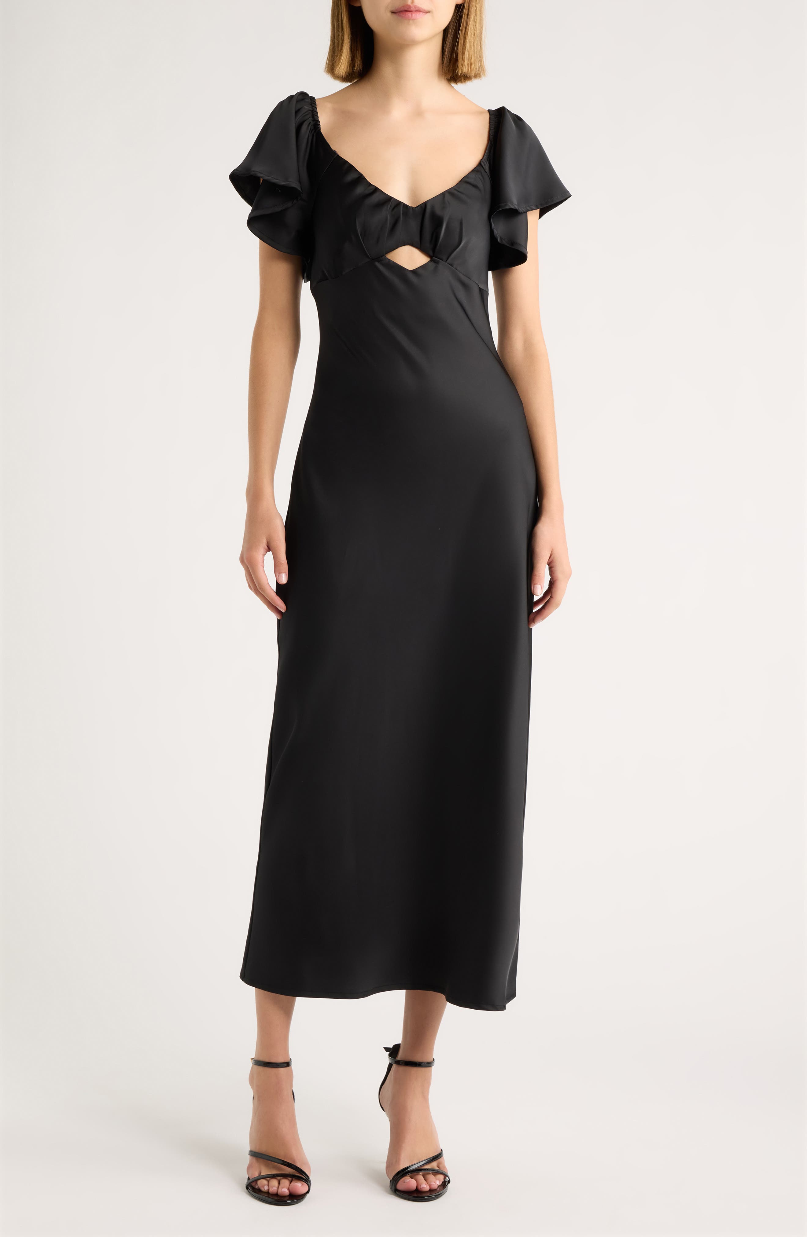 Blake Satin Cutout Midi Dress