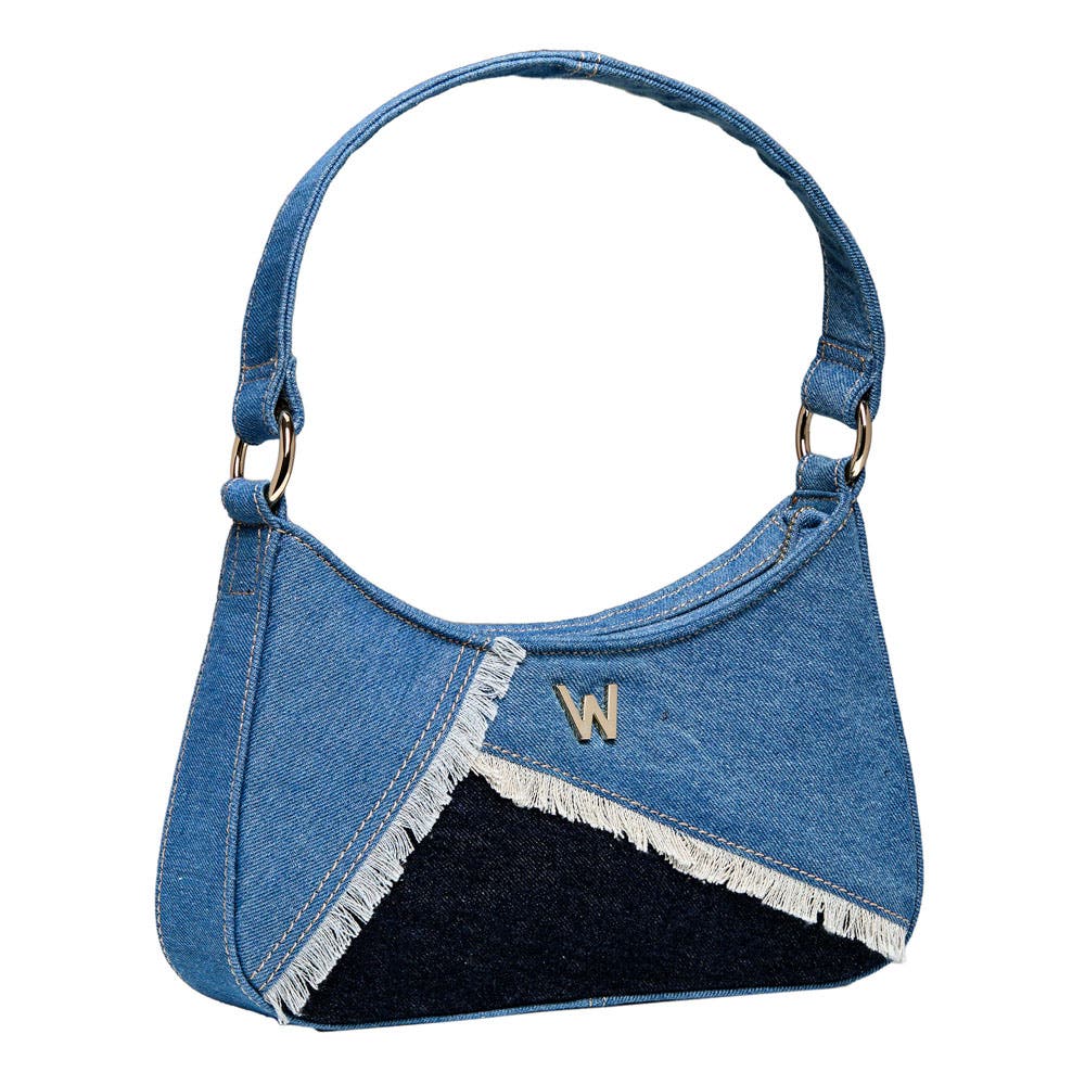 WOLF Mimi Swirl Shoulder Bag with Scarf, Alternate, color, Patchwork Denim