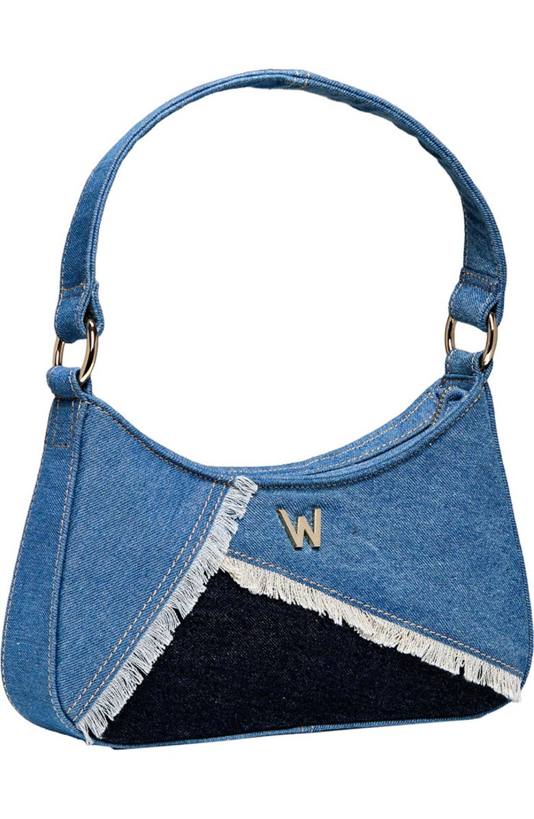 WOLF Mimi Swirl Shoulder Bag with Scarf, Alternate, color, Patchwork Denim