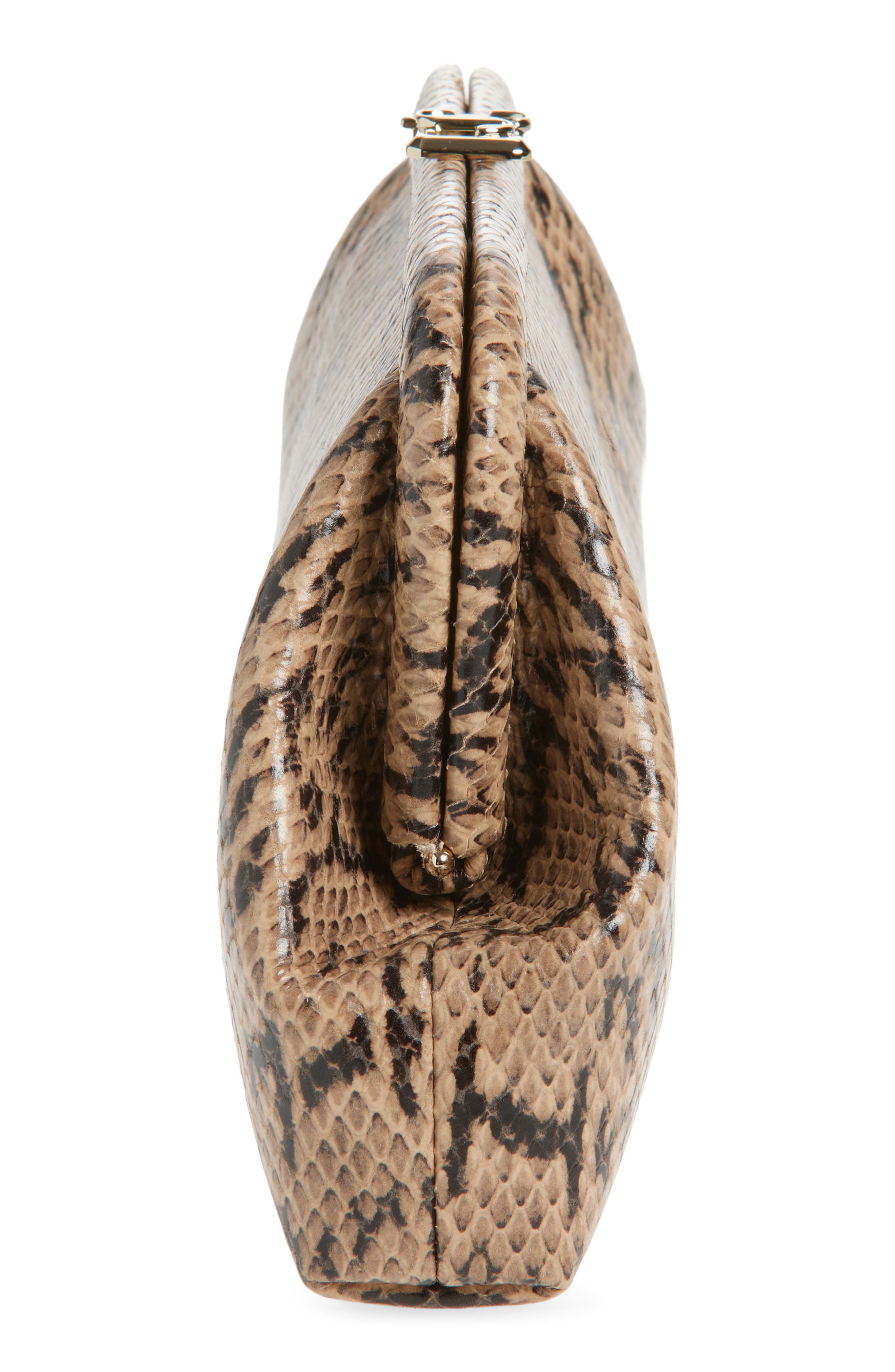 Jimmy Choo Skylar Snake Embossed Clutch, Alternate, color, Chai/ Light Gold