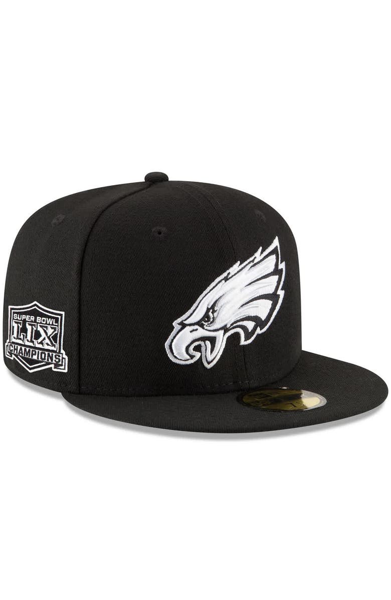 New Era Men's New Era Black Philadelphia Eagles Super Bowl LIX Champions Side Patch 59FIFTY Fitted Hat, Main, color, 