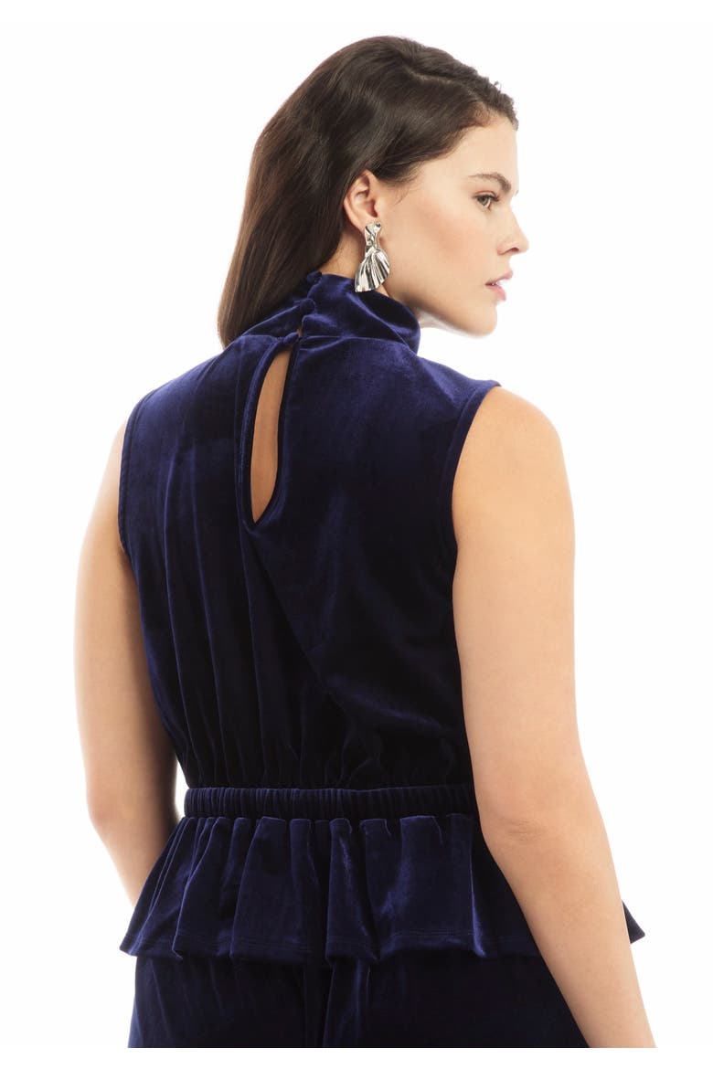 Velvet Mock Neck Peplum Top, Alternate, color, INKLING