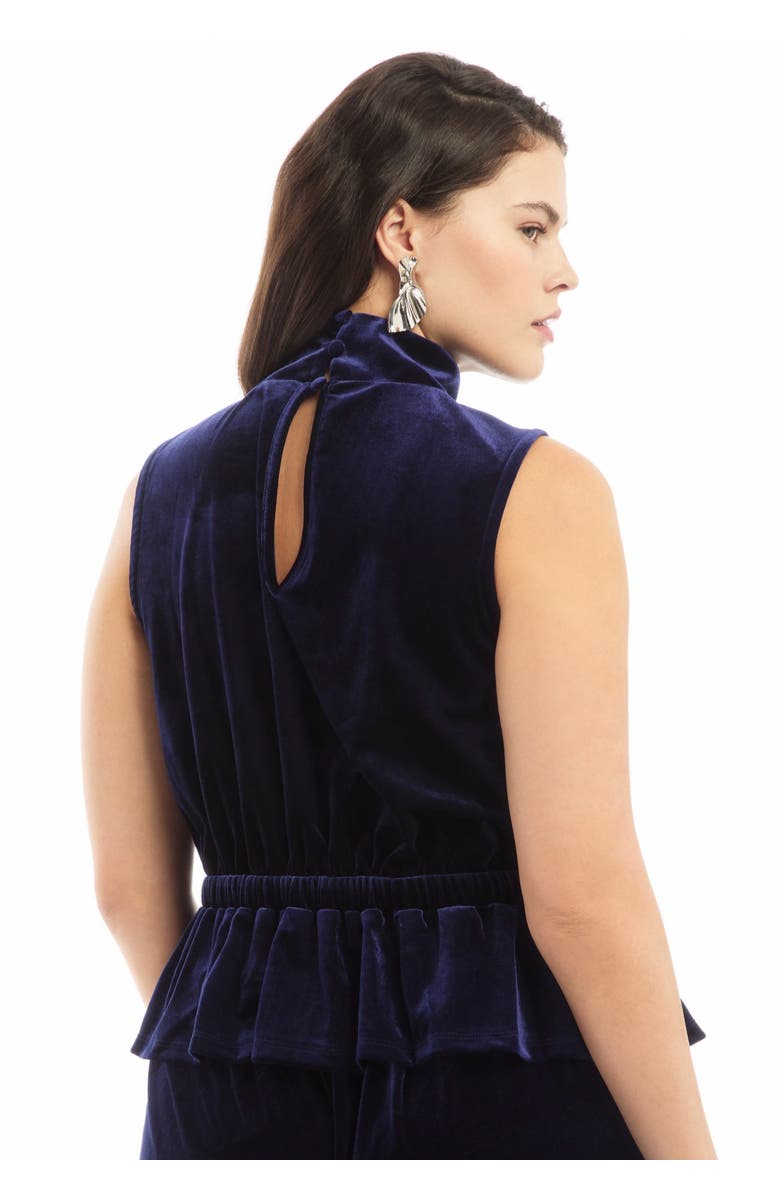 June + Vie Velvet Mock Neck Peplum Top, Alternate, color, Inkling