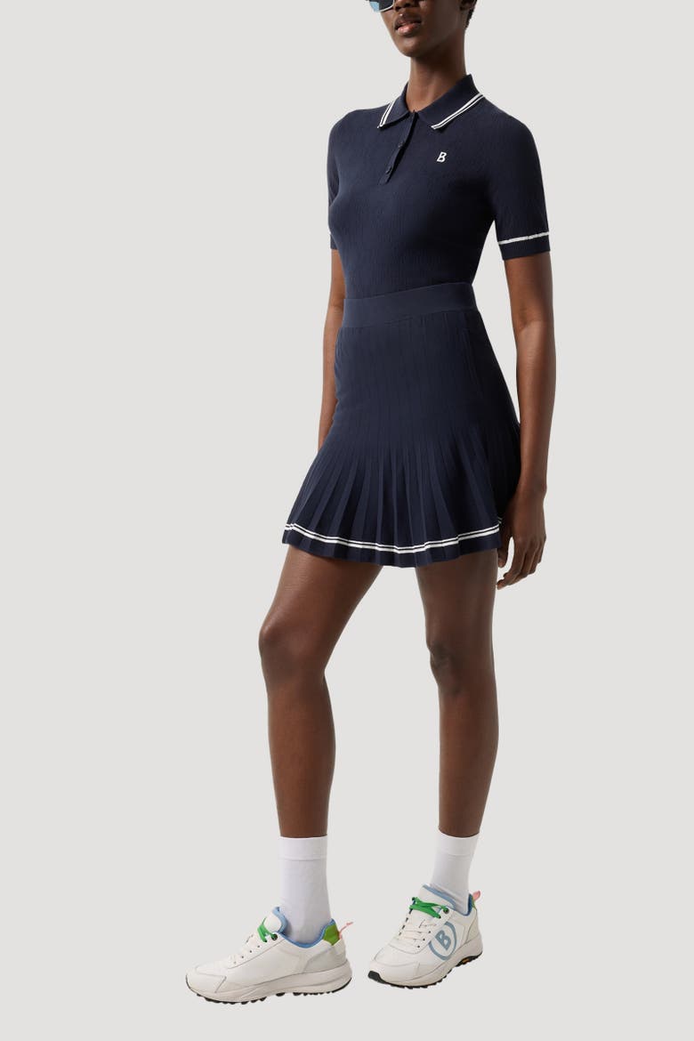Mandy Knitted Polo Shirt, Alternate, color, Navy blue