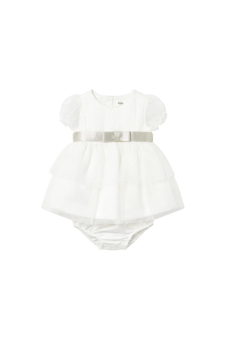 Mayoral Dress With Bow Waistband, Main, color, White