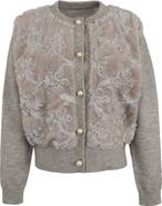 SAACHI Flower Faux Fur Velour Cardigan