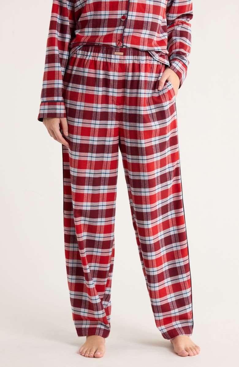 Lunya Brushed Flannel Pajama Pants, Main, color, Rustle Plaid