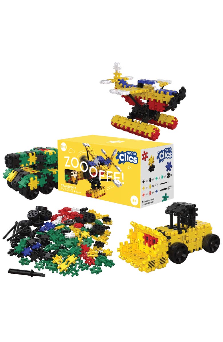 Mukikim Nano Clics Transport 250, construction toys for children ages 8 and up, creative educational toys in a 250 piece set, building blocks for girls and boys, durable toys, Main, color, Multi