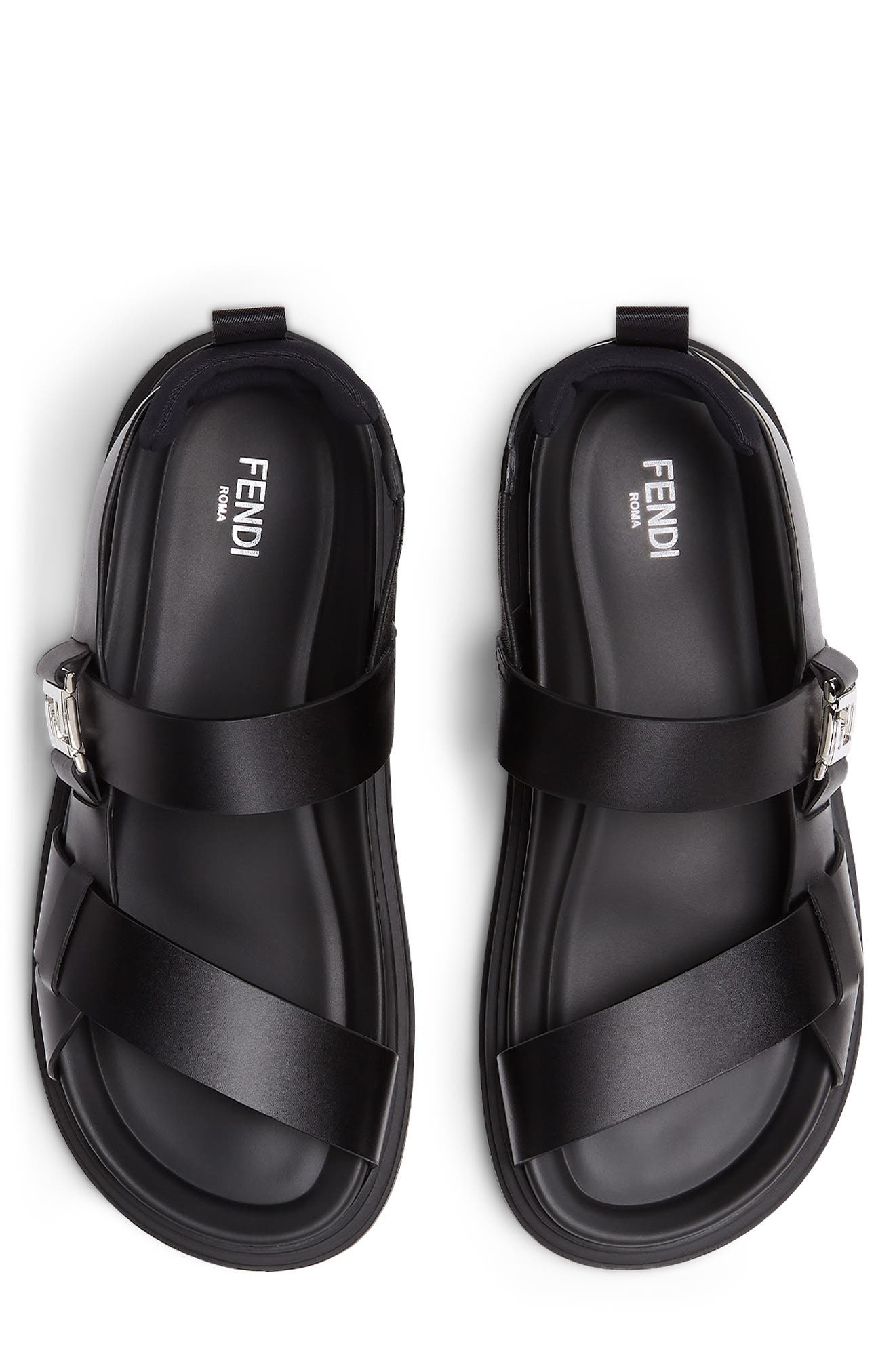 Fendi FF Sandal, Alternate, color, Nero