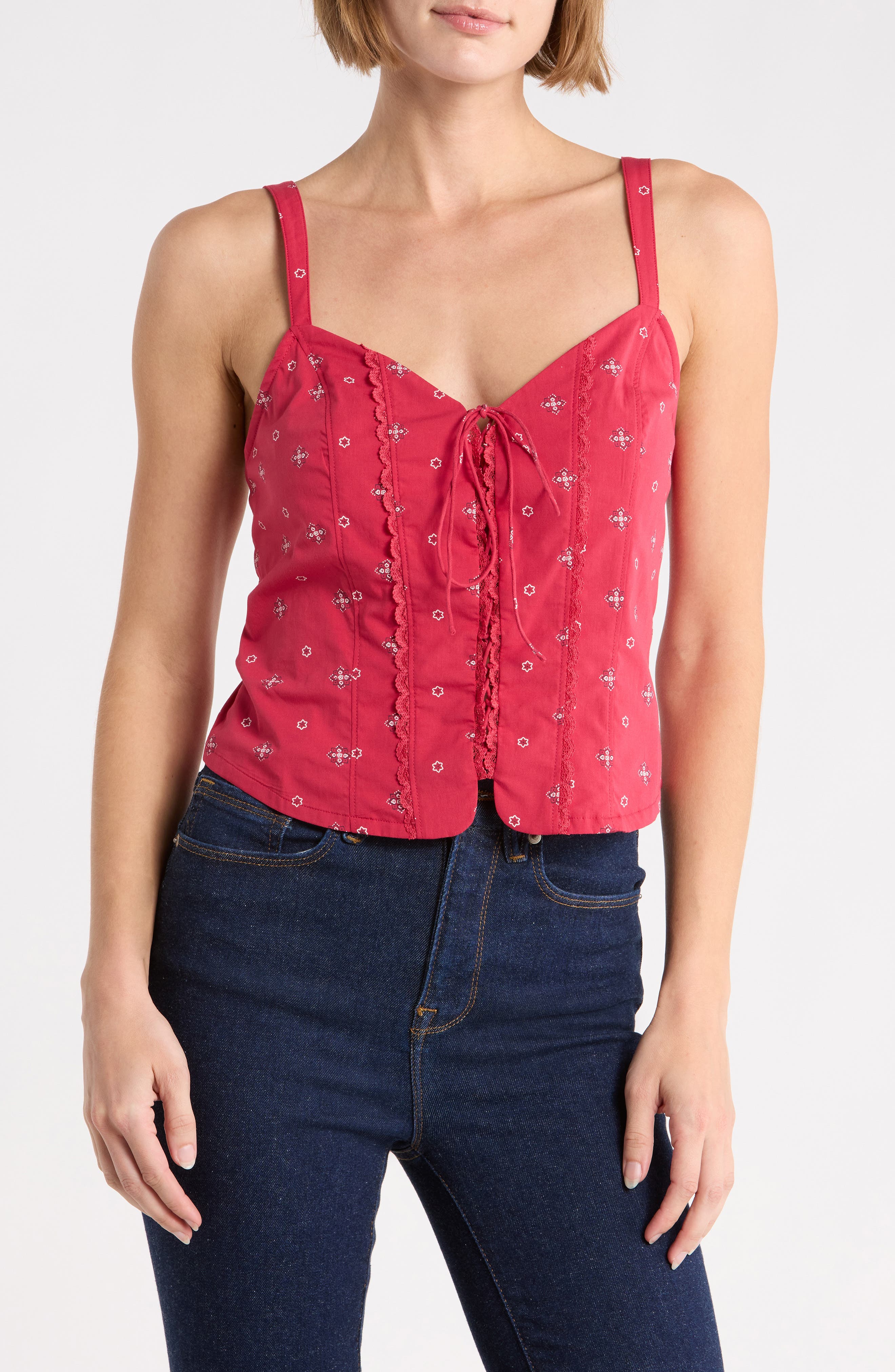x Dolly Parton Lace-Up Poplin Tank