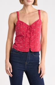 Good American x Dolly Parton Lace-Up Poplin Tank