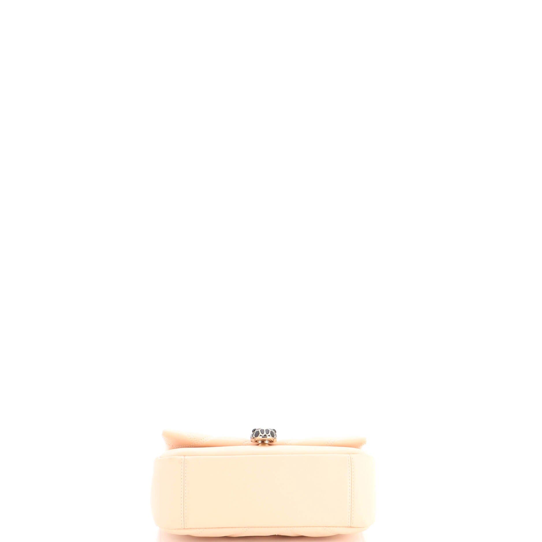 Serpenti Cabochon Shoulder Bag Diagonal Quilted Leather Small, Alternate, color, White