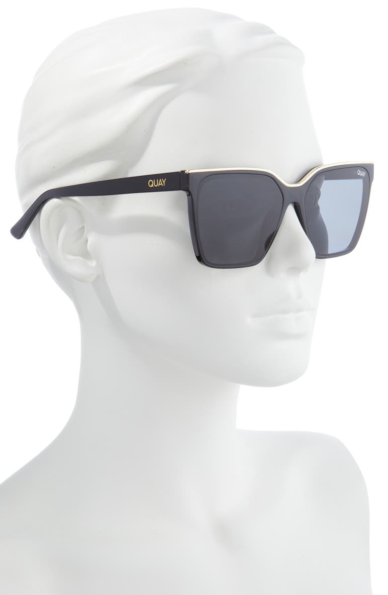 QUAY Level Up 60mm Square Sunglasses, Alternate, color, Black Gold / Smoke Polarized