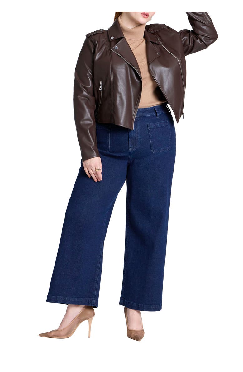 ELOQUII Petite Trouser Jean, Main, color, True Dark Rinse Denim