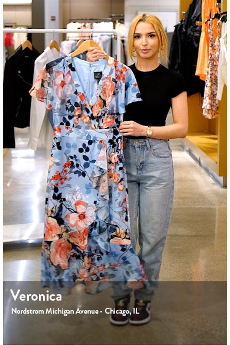 Floral Wrap Front Ruffle Midi Dress video