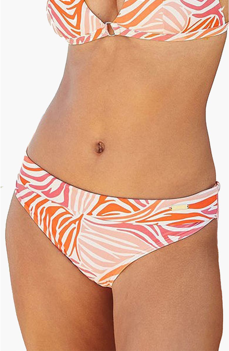 LASCANA Zebra Print Fold Over Bikini Bottom, Main, color, Orange Multi