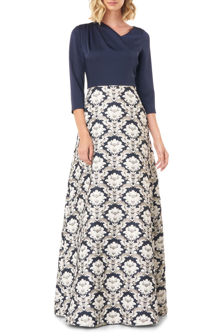 Izabella A-Line Evening Gown, Main, color, NAVY MULTI