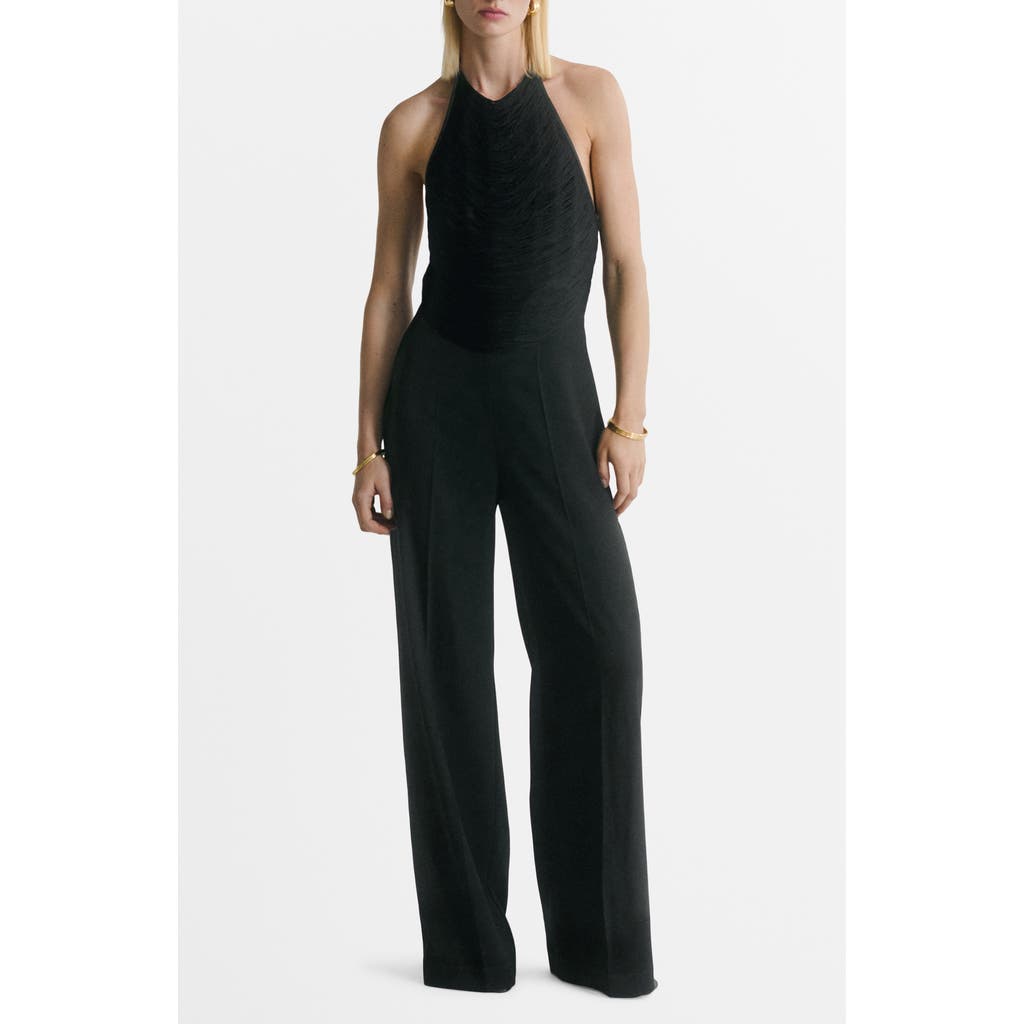 Mango Wide Leg Halter Jumpsuit