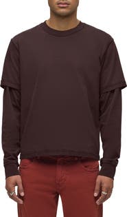 Hudson Jeans Hybrid Layered Long Sleeve Cotton T-Shirt