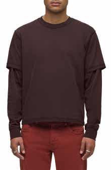 Hudson Jeans Hybrid Layered Long Sleeve Cotton T-Shirt